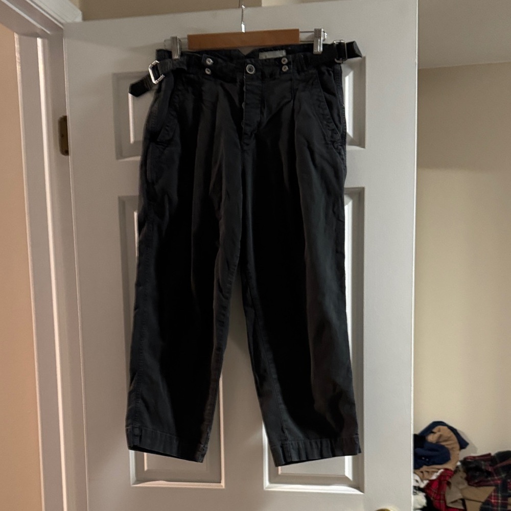 Anthropologie Charcoal Gray Pleated Cropped Pants